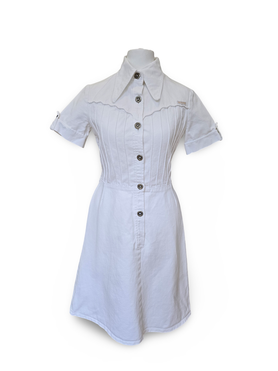 Vintage 70s White Denim Button Up Dress - XS/S TORN vintage Vintage 70s White Denim Button Up Dress - XS/S TORN vintage