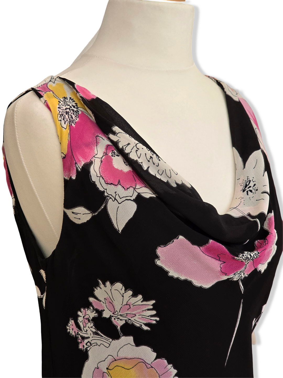 Vintage Bold Floral Print Maxi Dress - S/M