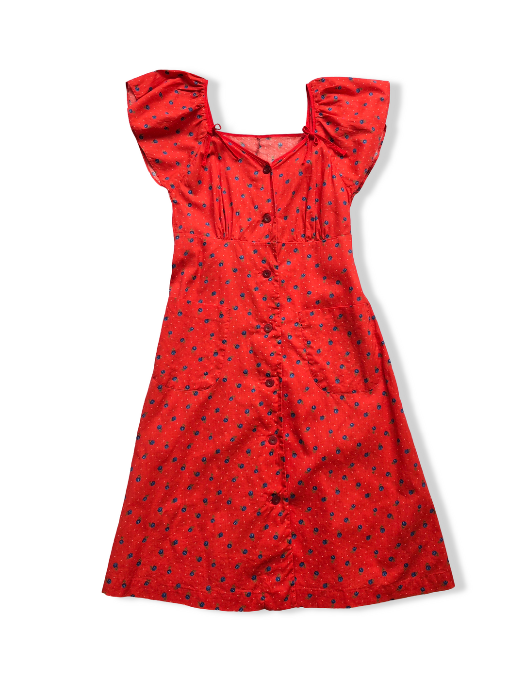 Vintage Red Button Down Floral Print Midi Dress M – TORN vintage