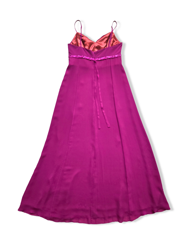 Vintage Dark Pink Monsoon Silk Formal Dress - M
