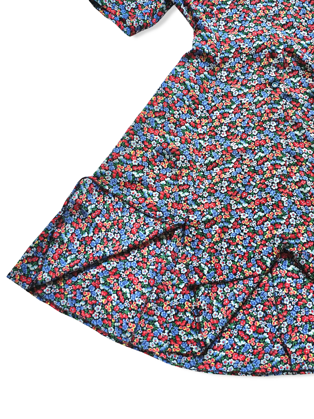 Vintage Short Sleeved Floral Print Midi Dress - XXL