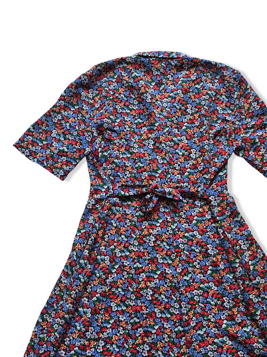 Vintage Short Sleeved Floral Print Midi Dress - XXL
