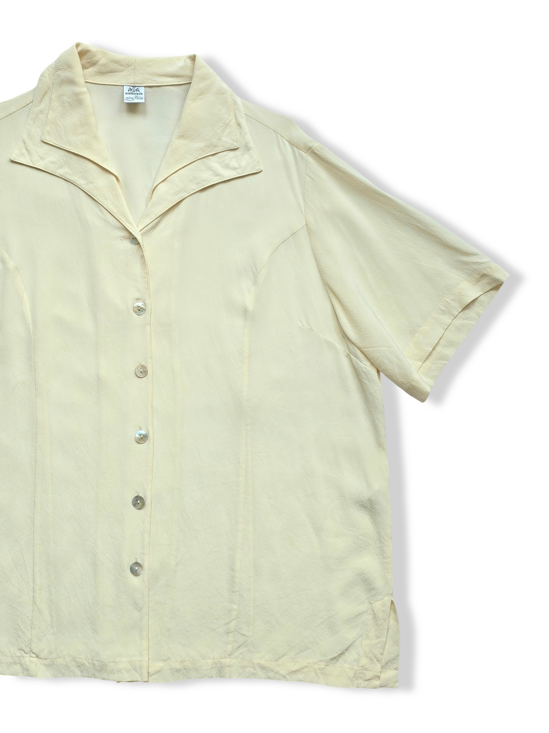 Vintage Button Up Cream Silk Blouse - XL