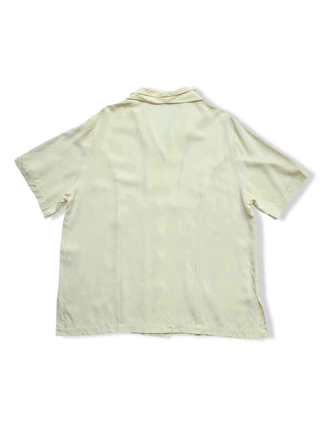 Vintage Button Up Cream Silk Blouse - XL