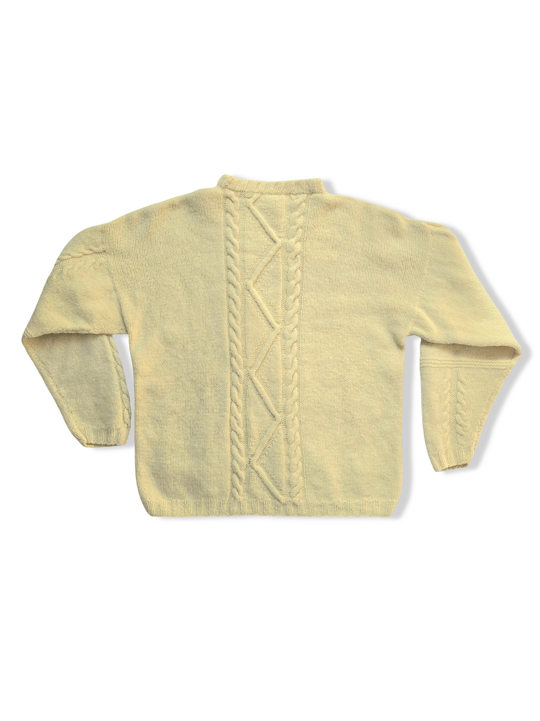 Vintage Pure Wool Cream Aran Style Knitted Jumper - M