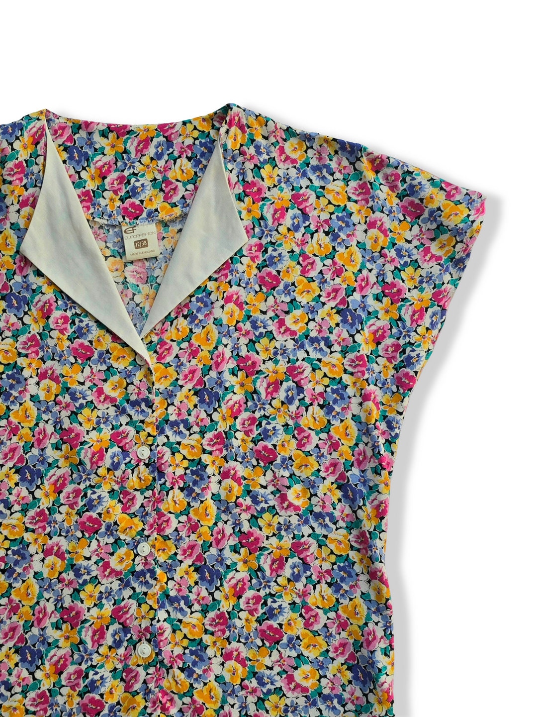 Vintage Button Up Floral Print Blouse - S