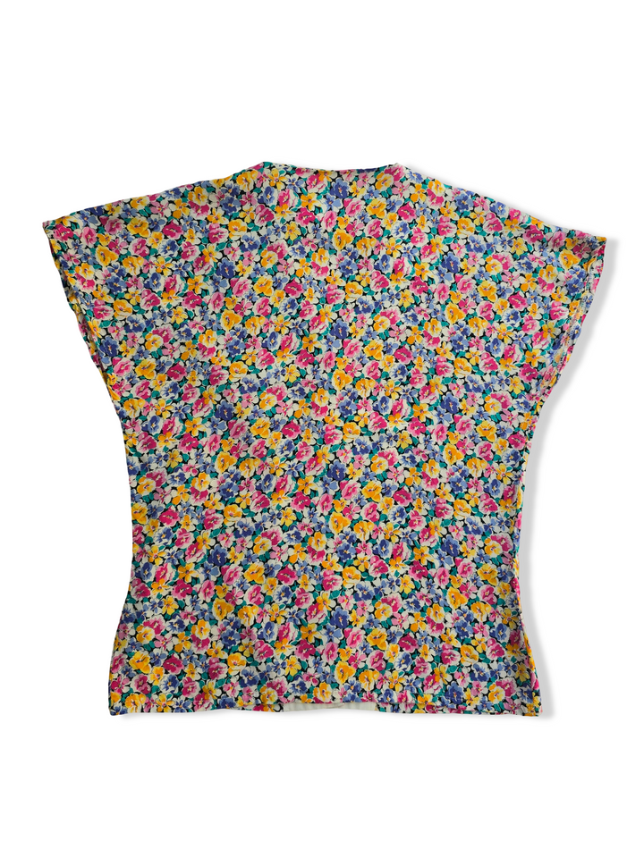 Vintage Button Up Floral Print Blouse - S