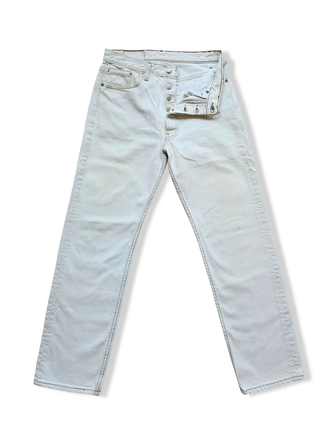 Vintage White Levis 501 Straight Leg Jeans - W29 L29