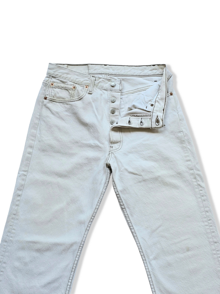Vintage White Levis 501 Straight Leg Jeans - W29 L29