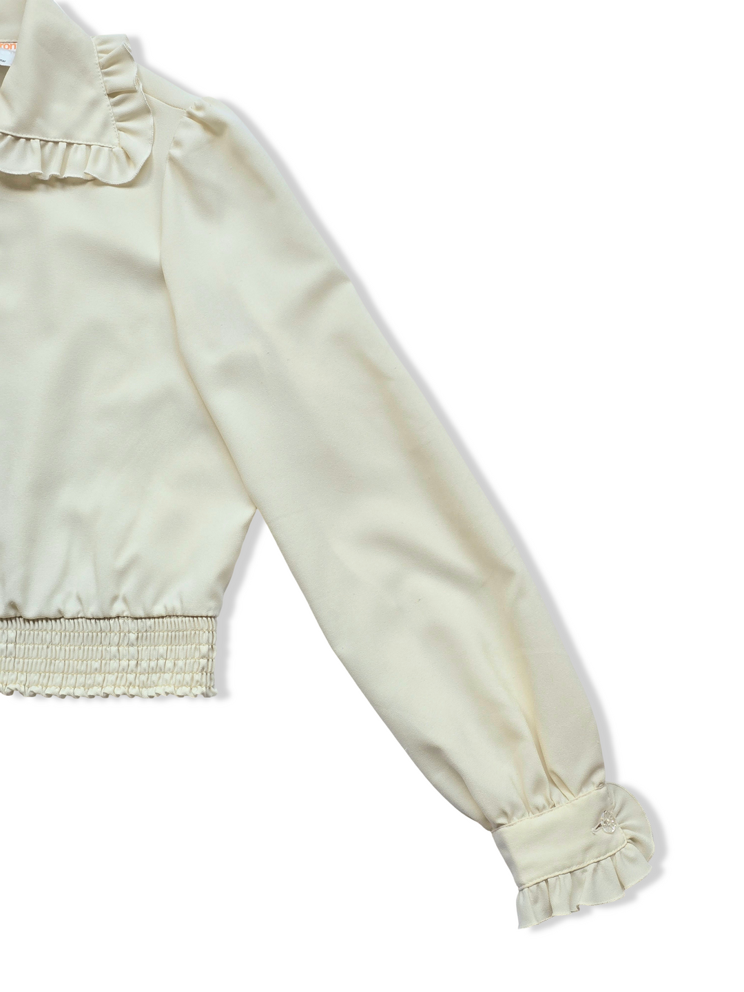 Vintage Cream Button Up Frilly Statement Collar Blouse - S