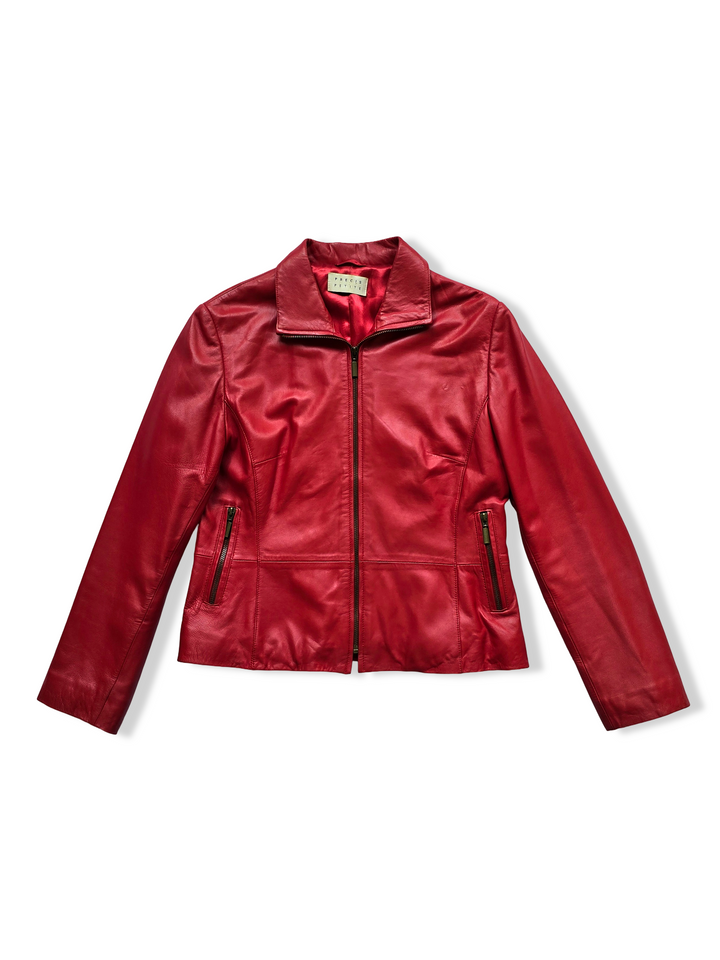 Vintage Red Leather Jacket - XS/S