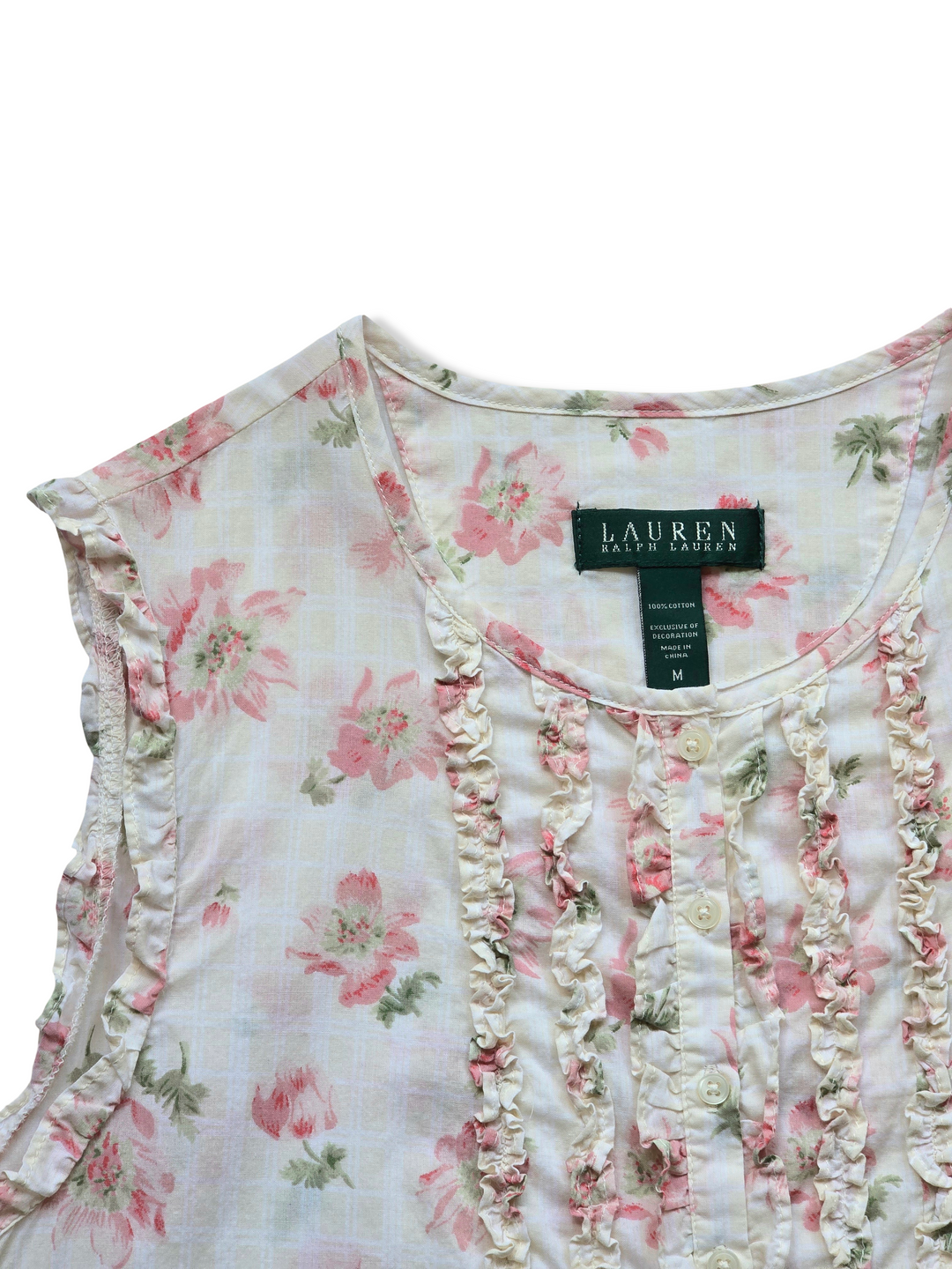 Vintage Ralph Lauren Floral Print Cotton Midi Dress - M