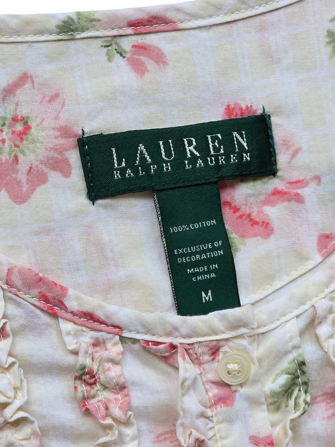 Vintage Ralph Lauren Floral Print Cotton Midi Dress - M