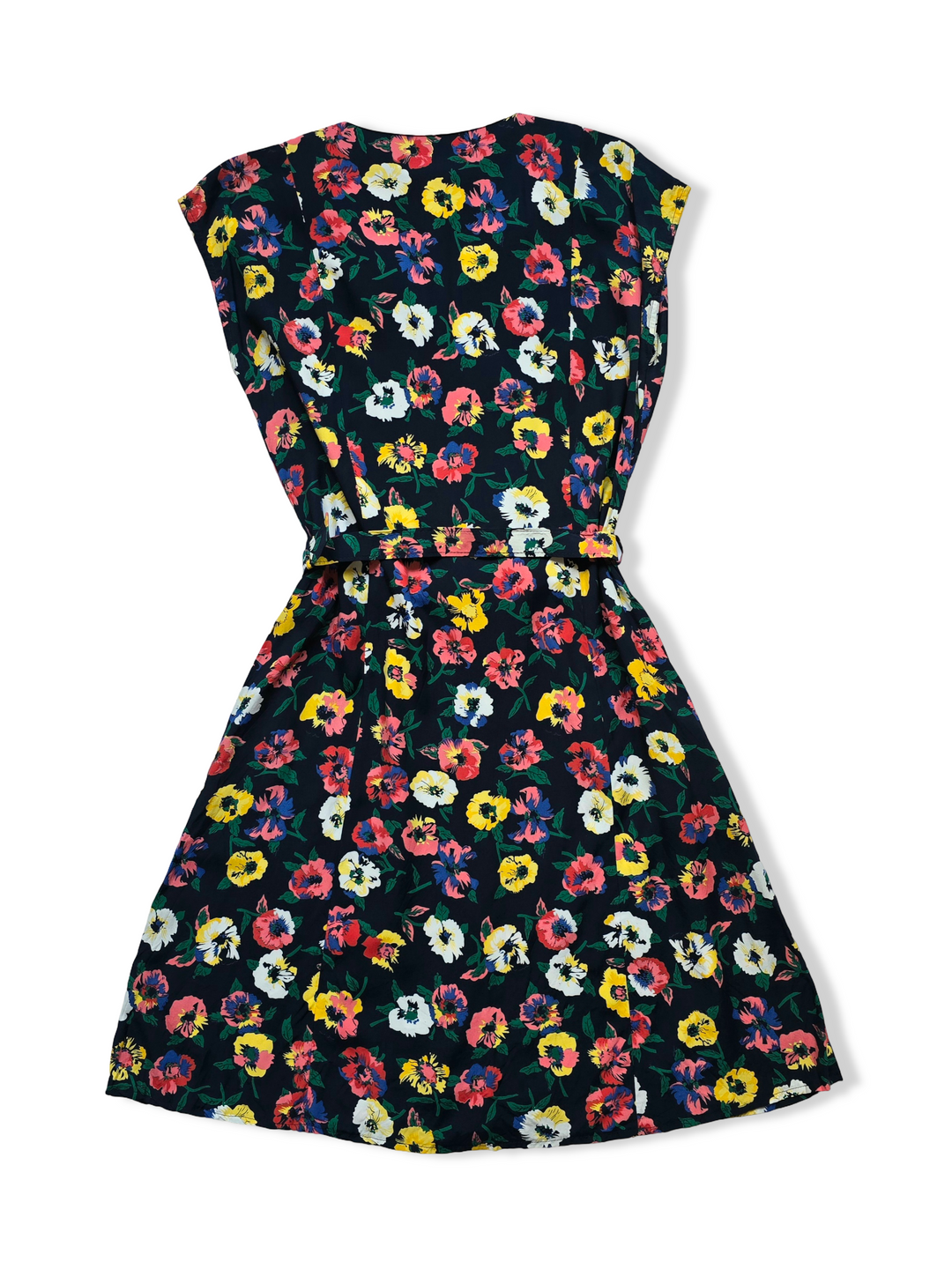 Vintage Floral Print Button Up Midi Dress - M