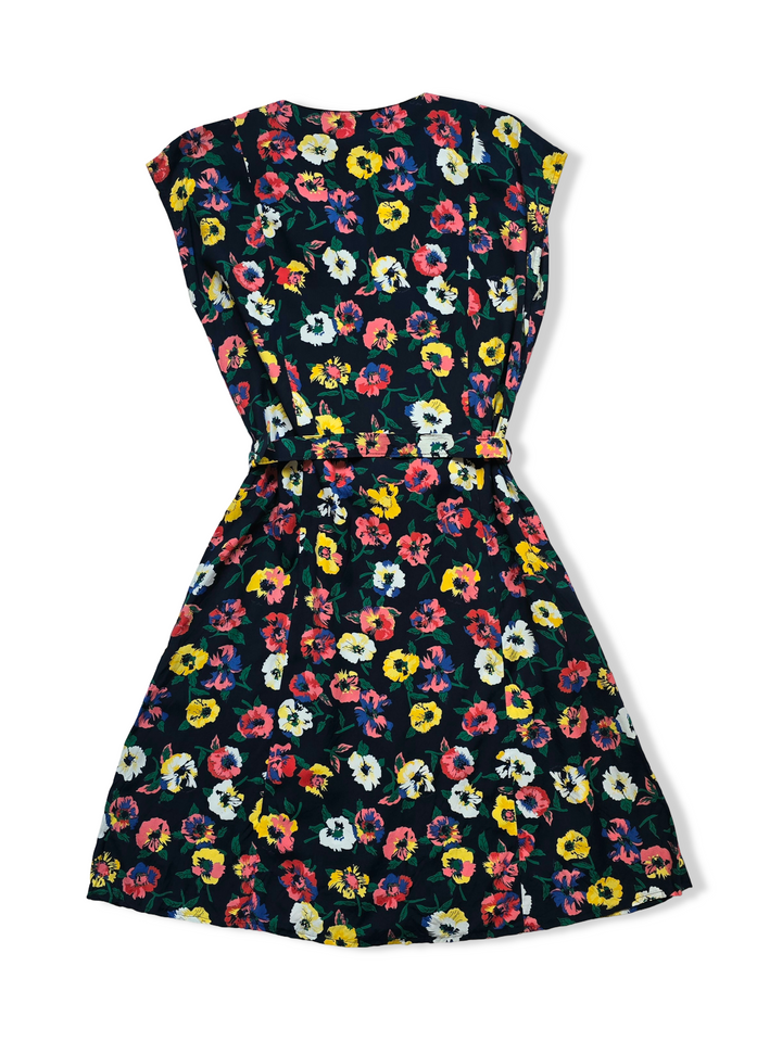 Vintage Floral Print Button Up Midi Dress - M