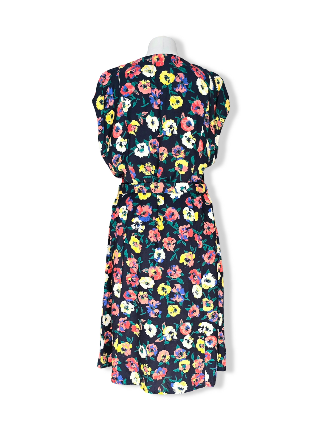 Vintage Floral Print Button Up Midi Dress - M
