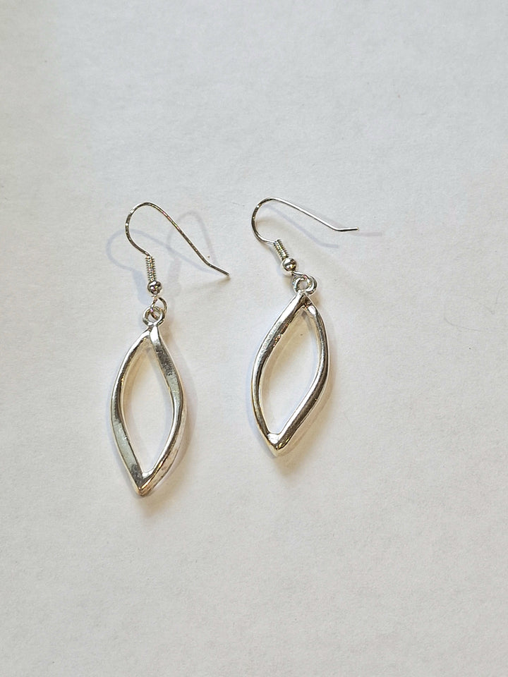 Vintage Silver Plated Organic Leaf Drop Earrings