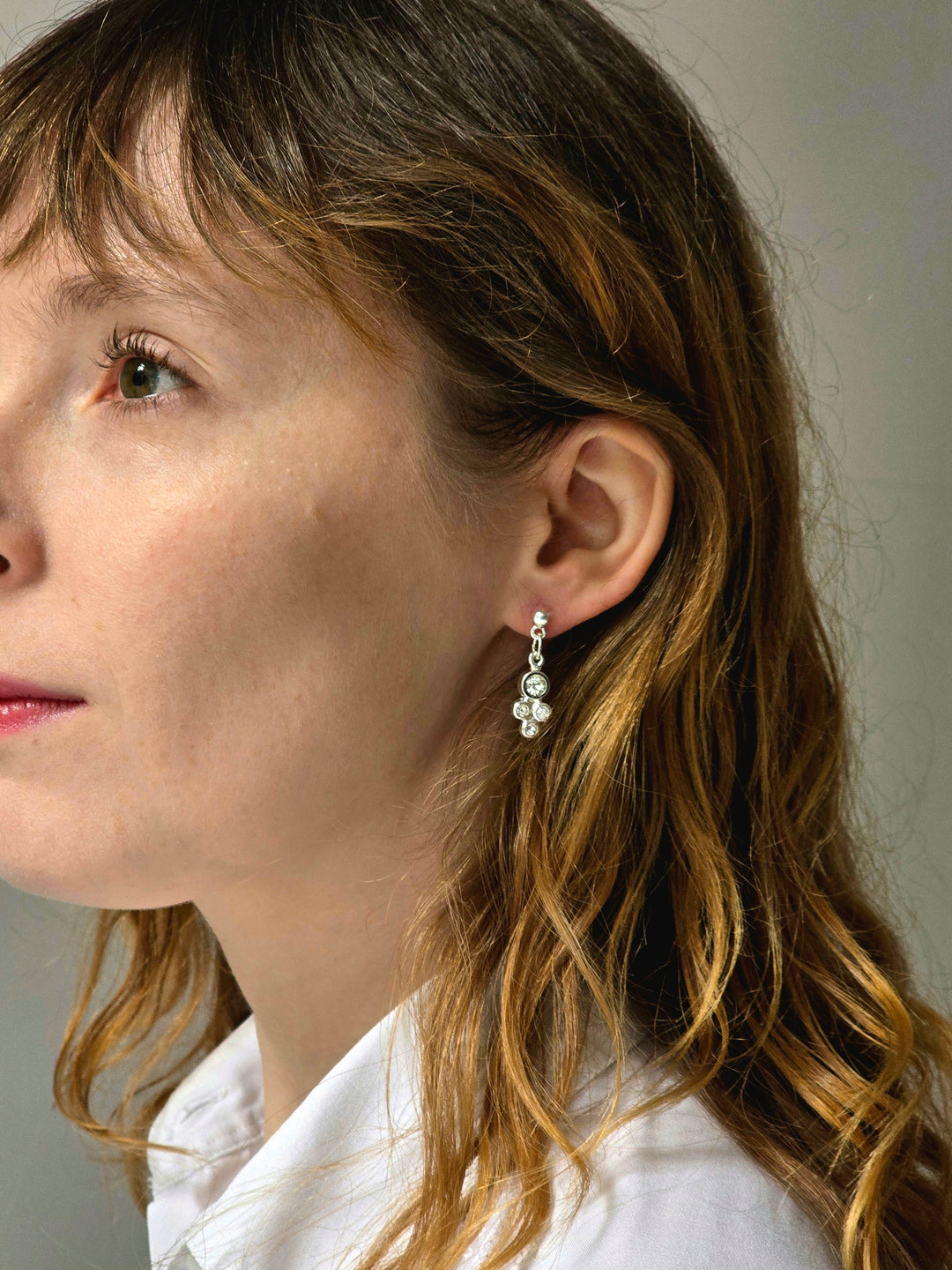 Vintage Silver Plated Crystal Cluster Drop Earrings