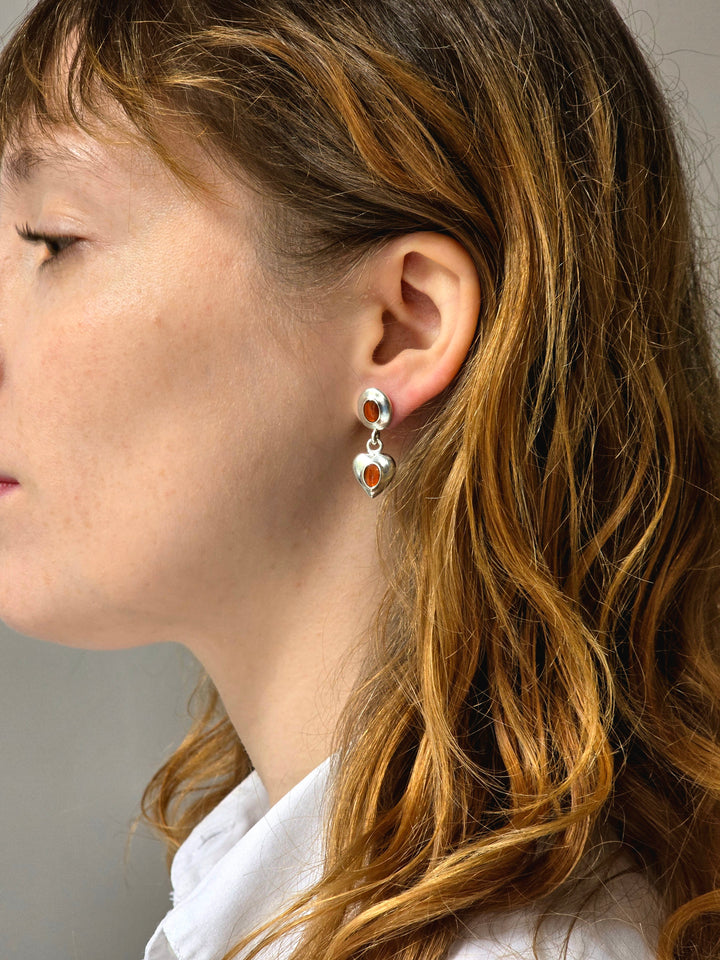 Vintage Silver Plated Chunky Heart Drop Earrings