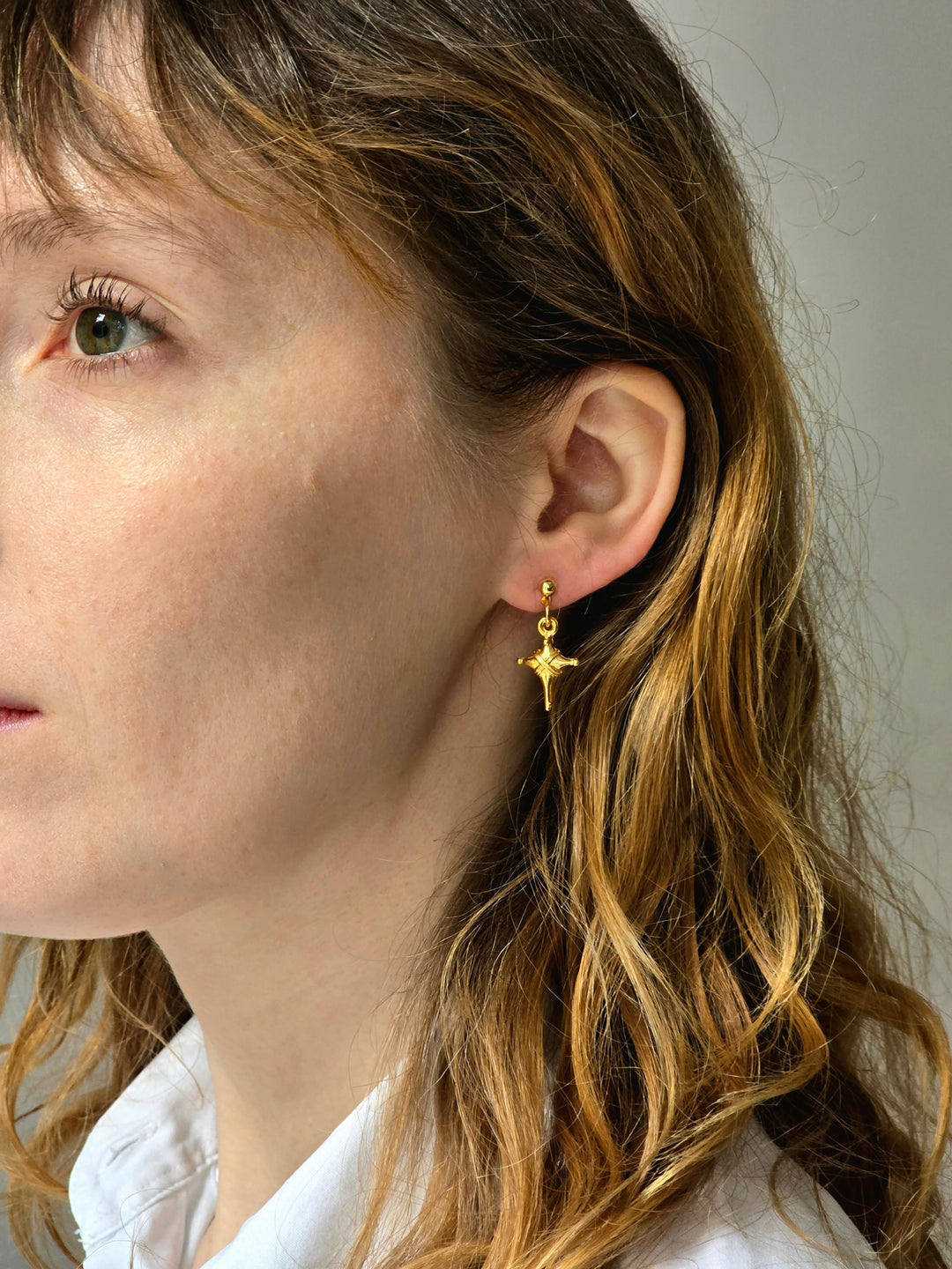 Vintage Gold Plated Small Star Drop Earrings