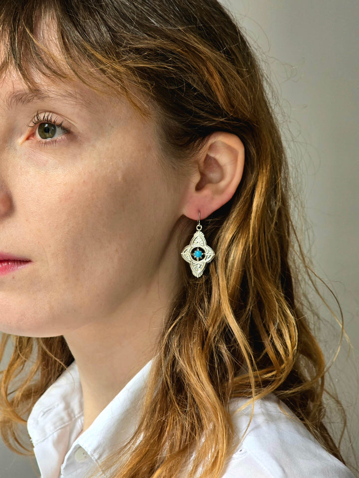 Vintage Silver Plated Boho Drop Earrings