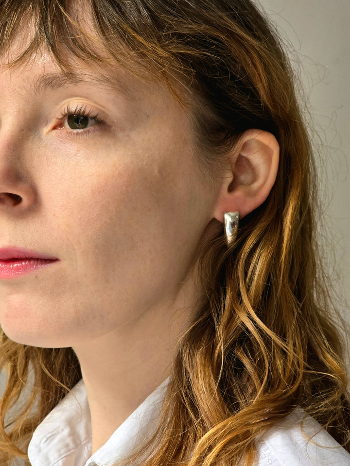 Vintage Silver Plated Half Hoop Earrings