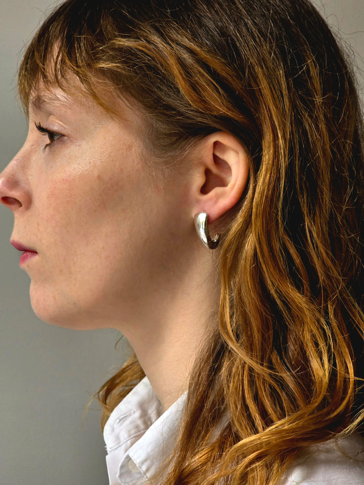 Vintage Silver Plated Half Hoop Earrings