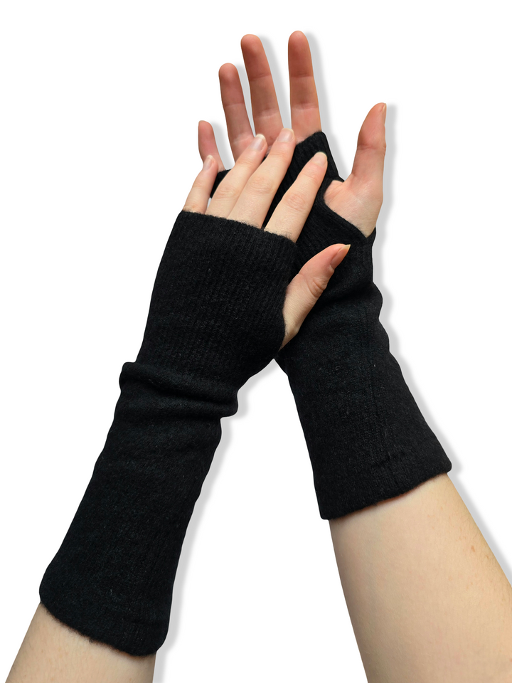 Reworked Cashmere Fingerless Gloves - Black