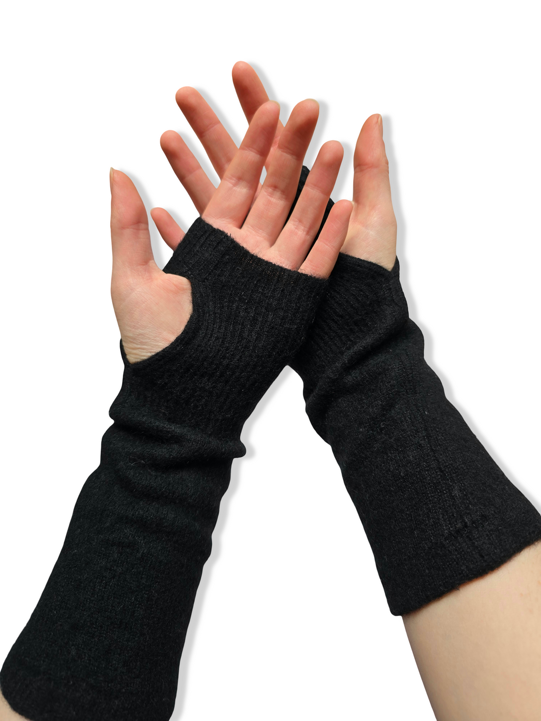 Reworked Cashmere Fingerless Gloves - Black