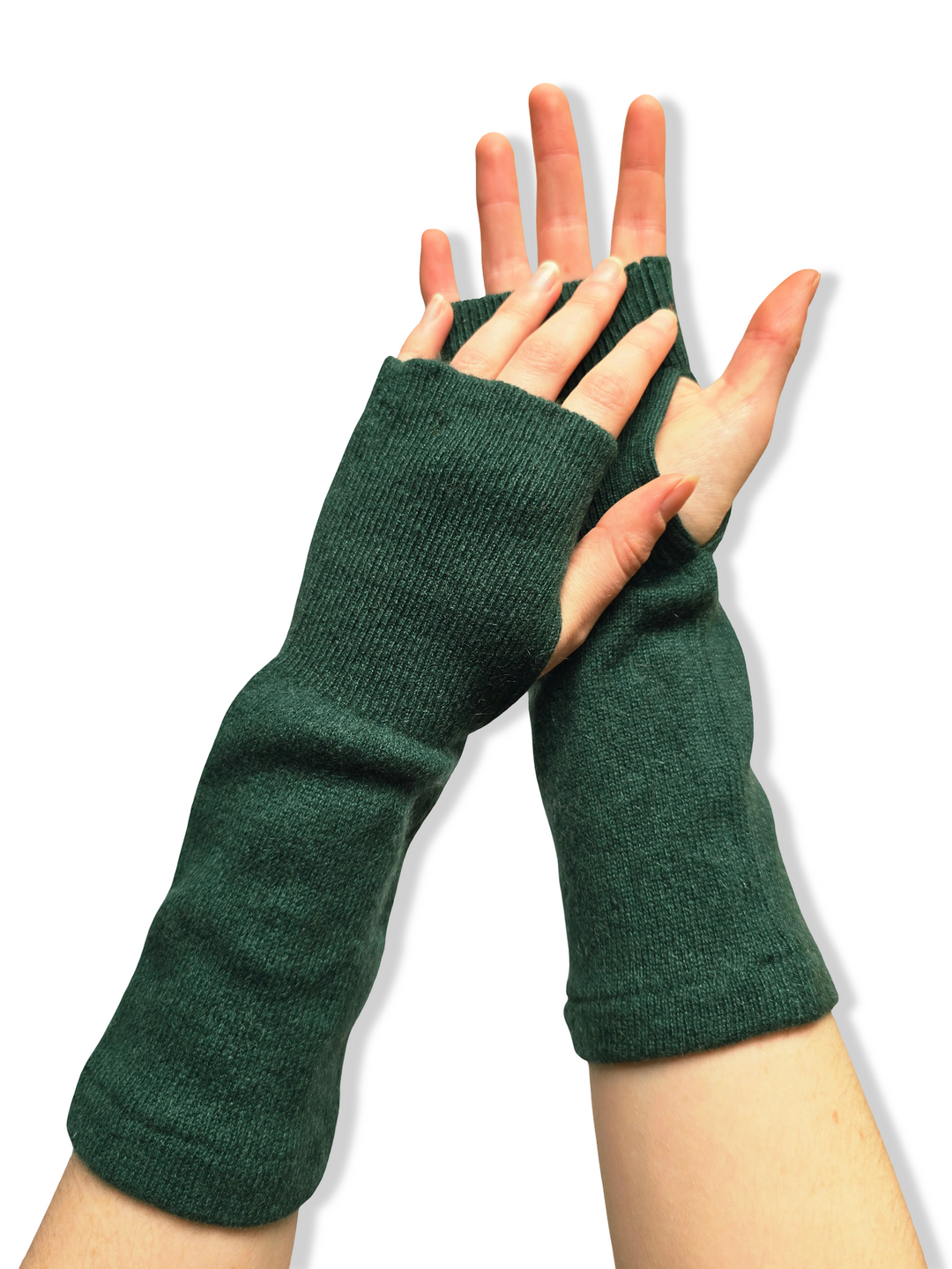 Reworked Cashmere Fingerless Gloves - Green