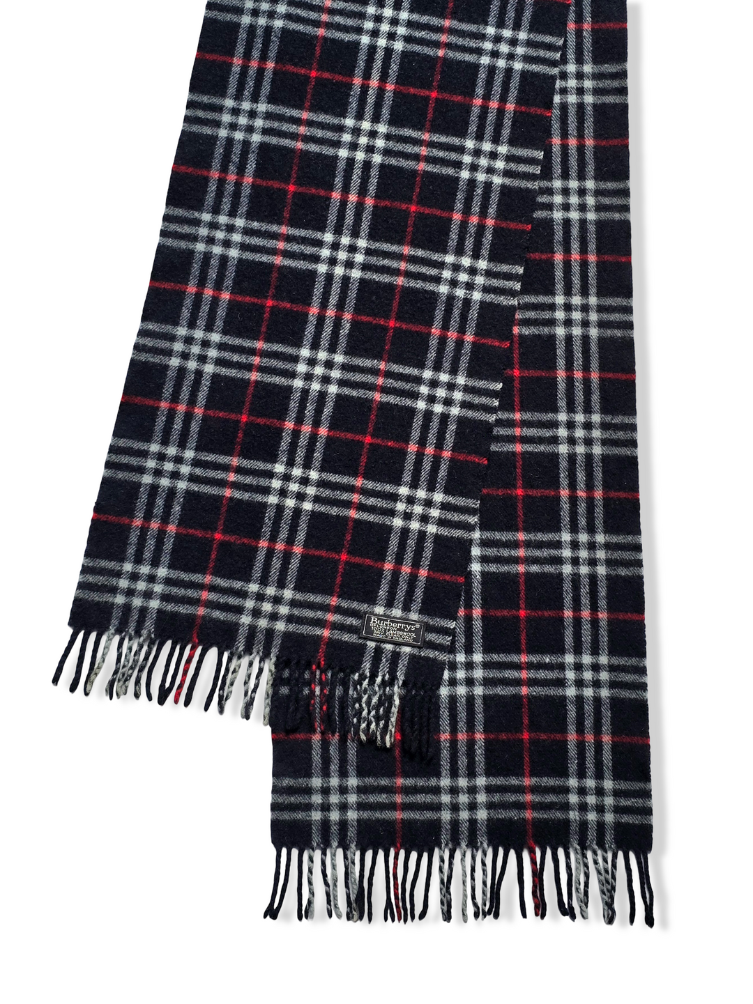 Vintage Burberry Lambswool Navy Checked Scarf