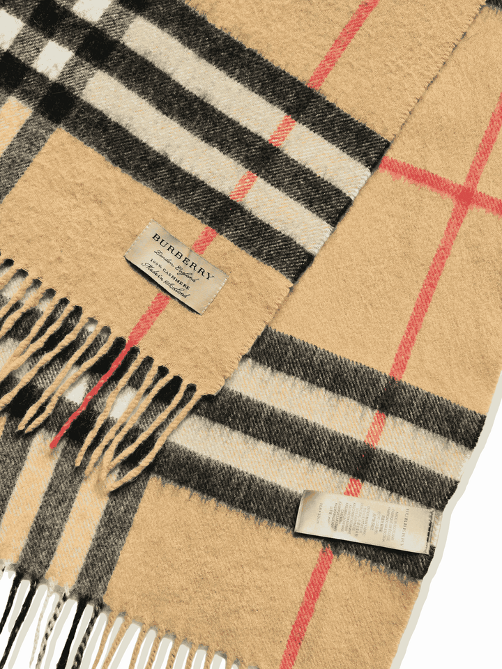 Vintage Burberry Cashmere Classic Beige Scarf