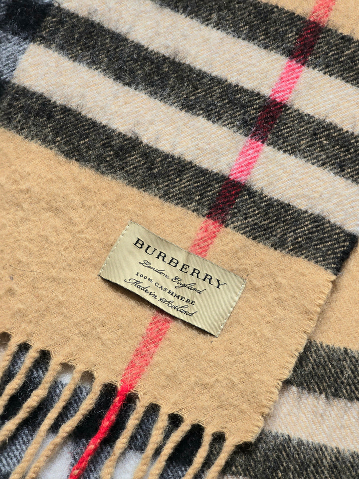 Vintage Burberry Cashmere Classic Beige Scarf
