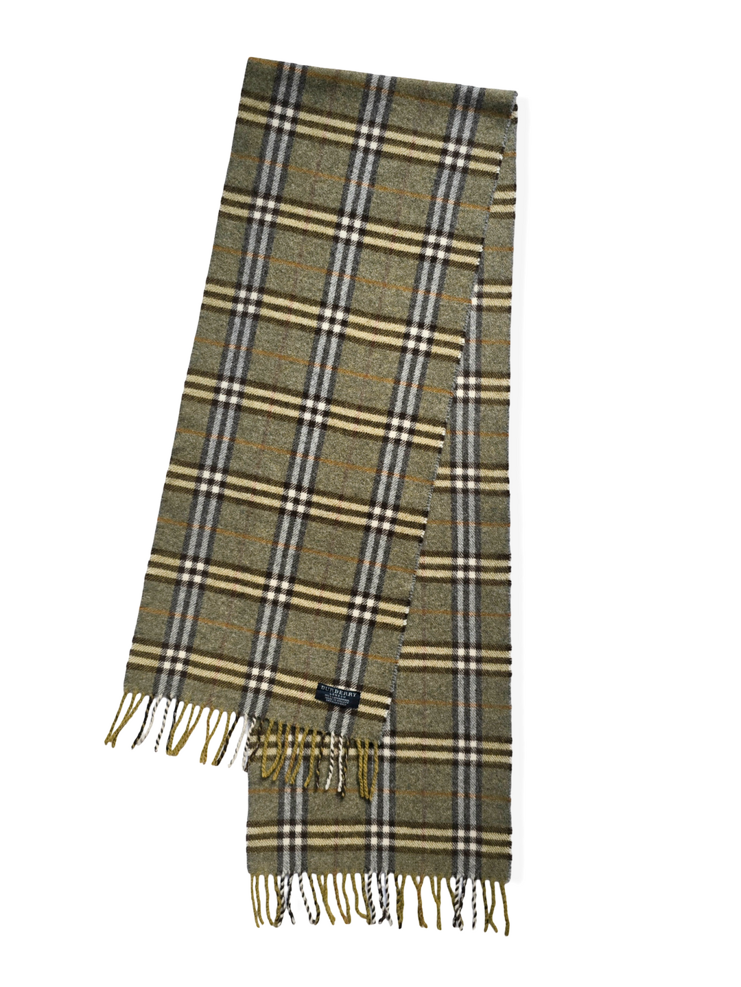 Vintage Burberry Lambswool Green Checked Scarf