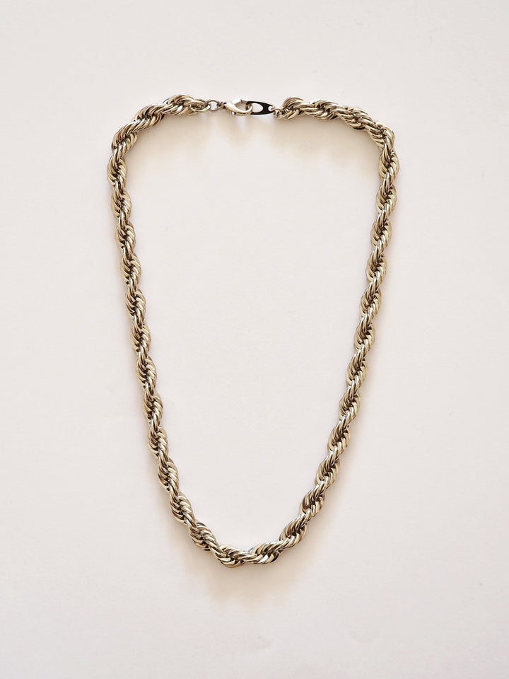 Vintage Silver Plated Twist Rope Chain Necklace