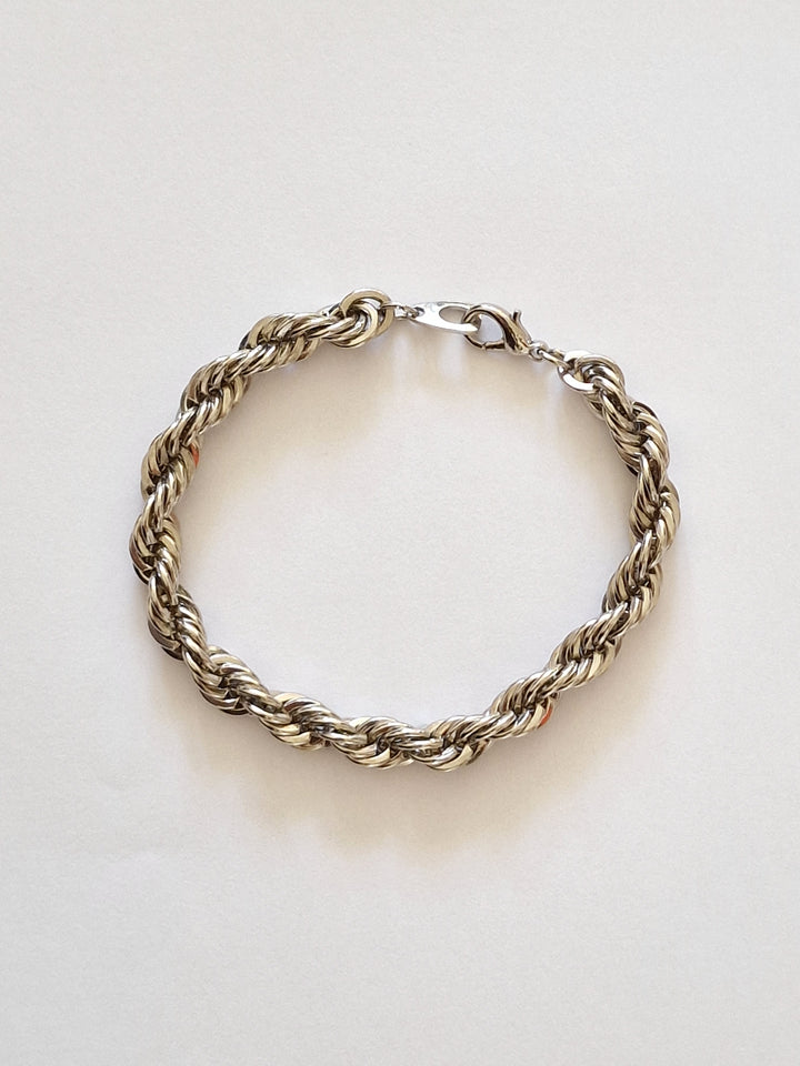 Vintage Silver Toned Twist Rope Bracelet