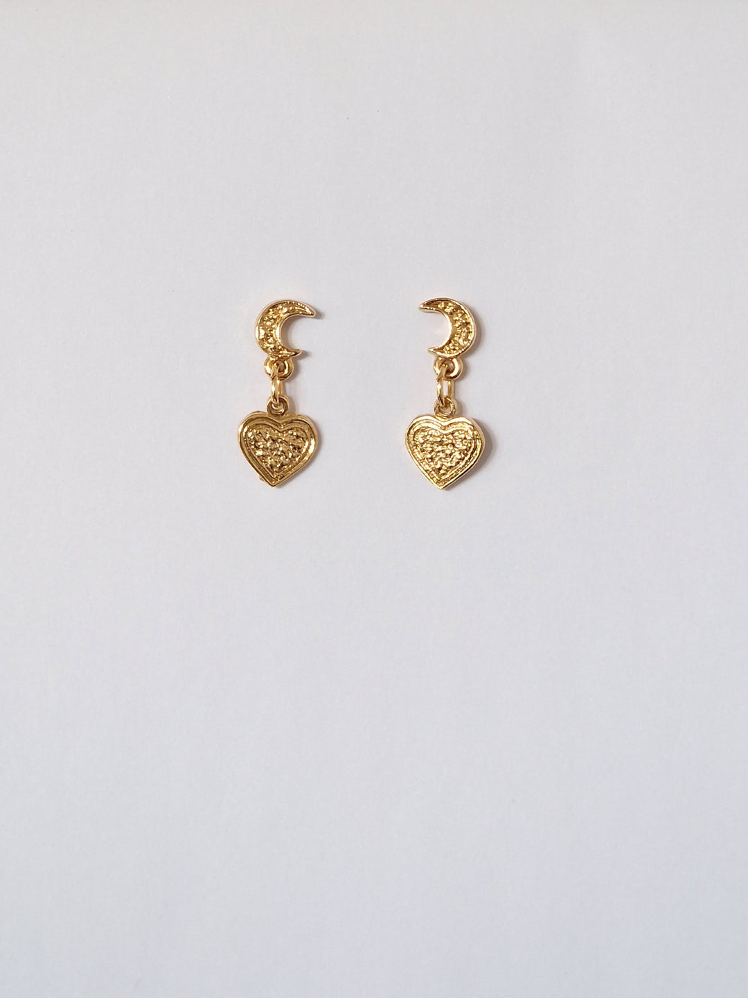 Vintage Gold Plated Heart Charm Necklace and Earring Set