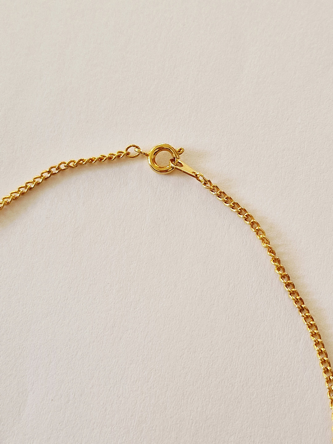 Vintage Gold Plated Chain Necklace with Pearl & Green Crystal Charm