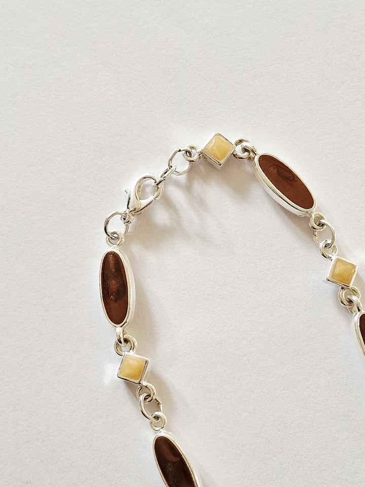 Vintage Silver Plated Chain Necklace with Burgundy and Cream Enamel