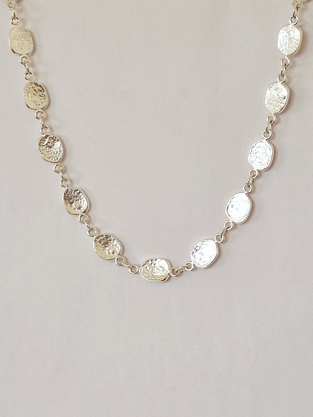 Vintage Silver Plated Textured Link Chain Necklace