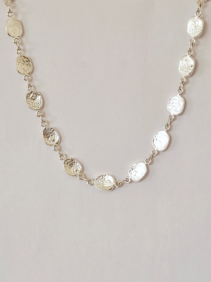 Vintage Silver Plated Textured Link Chain Necklace