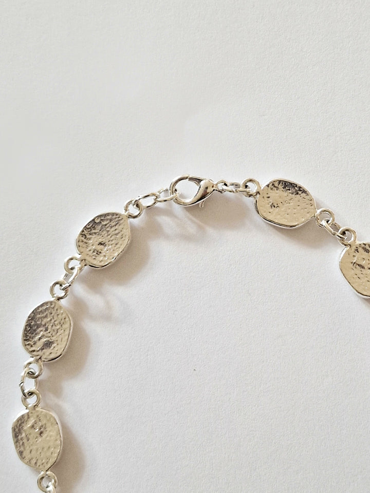 Vintage Silver Plated Textured Link Chain Necklace