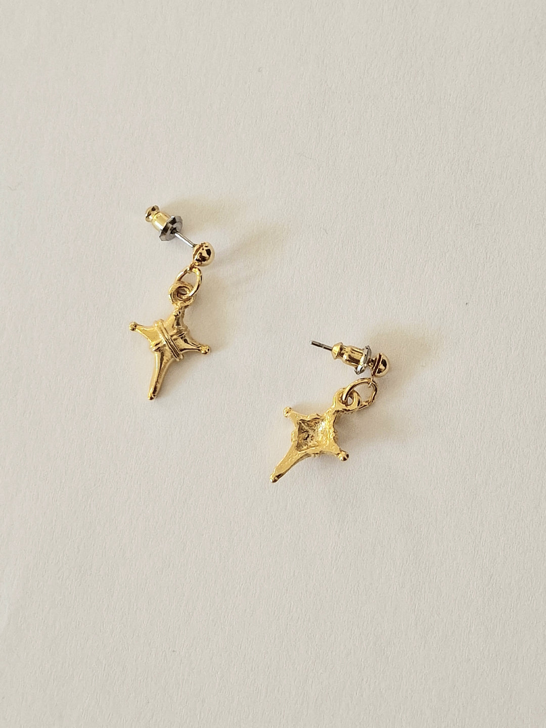 Vintage Gold Plated Small Star Drop Earrings