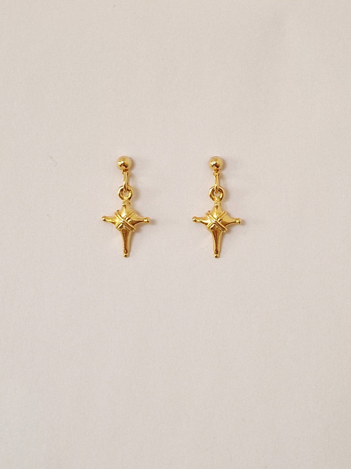 Vintage Gold Plated Small Star Drop Earrings