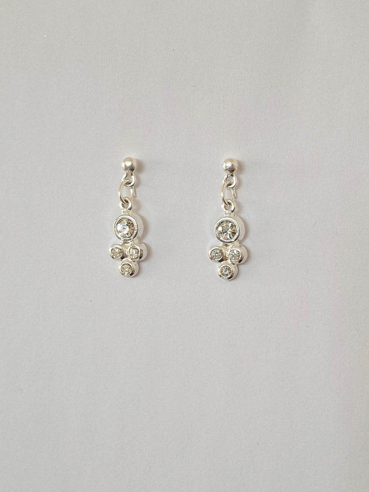 Vintage Silver Plated Crystal Cluster Drop Earrings