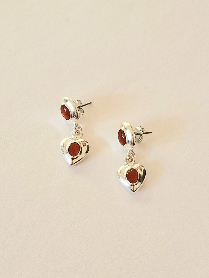 Vintage Silver Plated Chunky Heart Drop Earrings