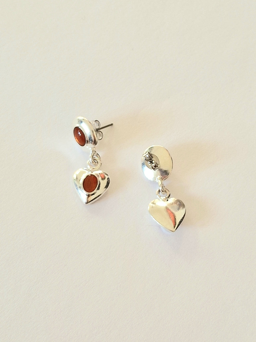 Vintage Silver Plated Chunky Heart Drop Earrings