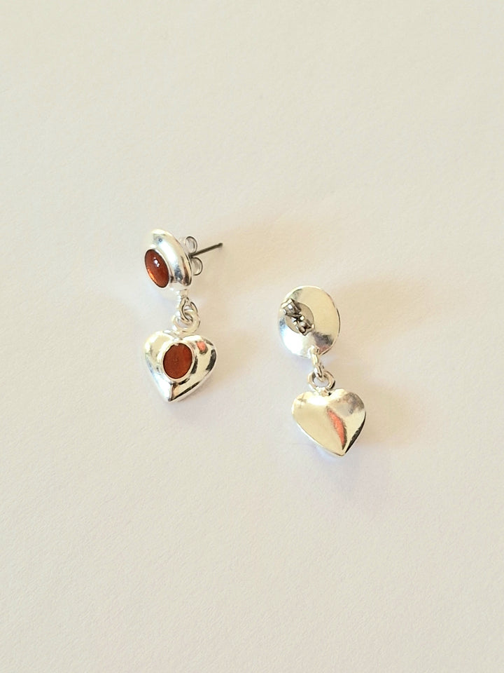 Vintage Silver Plated Chunky Heart Drop Earrings