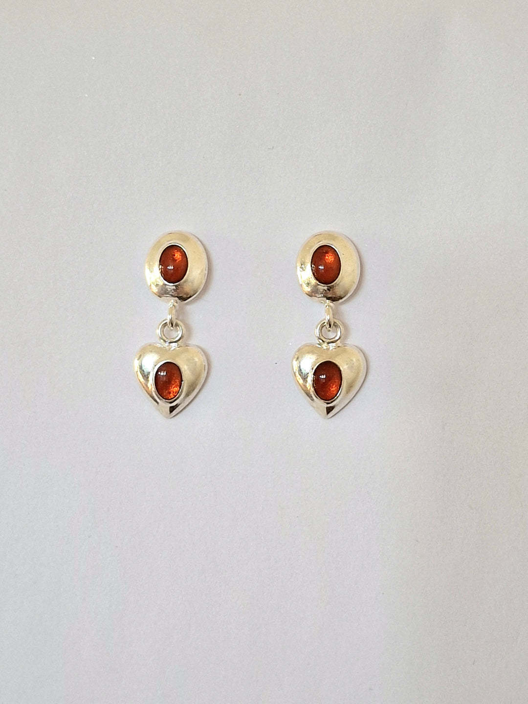 Vintage Silver Plated Chunky Heart Drop Earrings