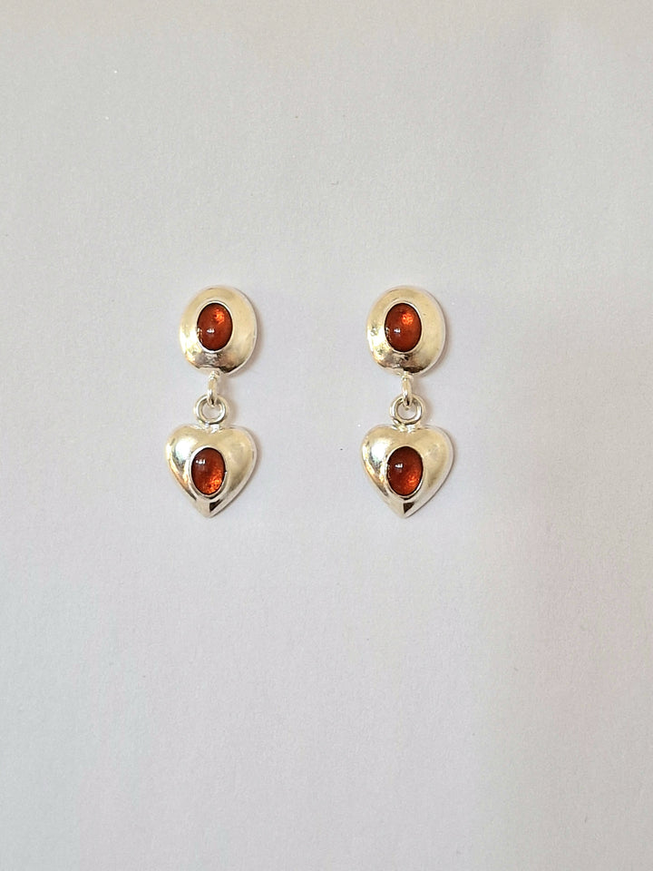 Vintage Silver Plated Chunky Heart Drop Earrings